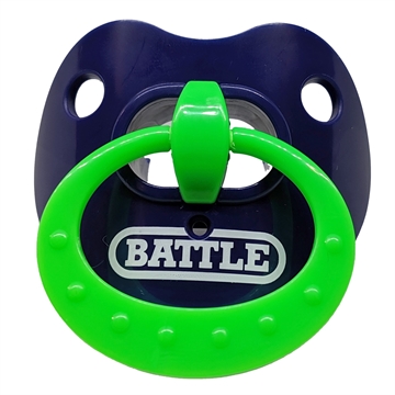 BATTLE "Binky" Oxygen Football Mouthguard - Navy / Neon Green ring