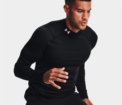 Men\'s ColdGear® Armour Fitted Mock Long Sleeve - Sort