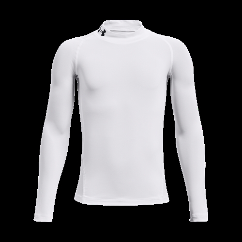 Boy's HeatGear® Armour Mock Long Sleeve - Hvid