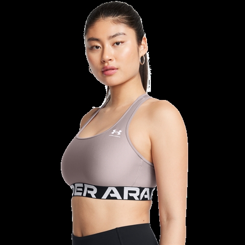 Women's HeatGear® Armour Mid Branded Sports Bra - Tetra Gray