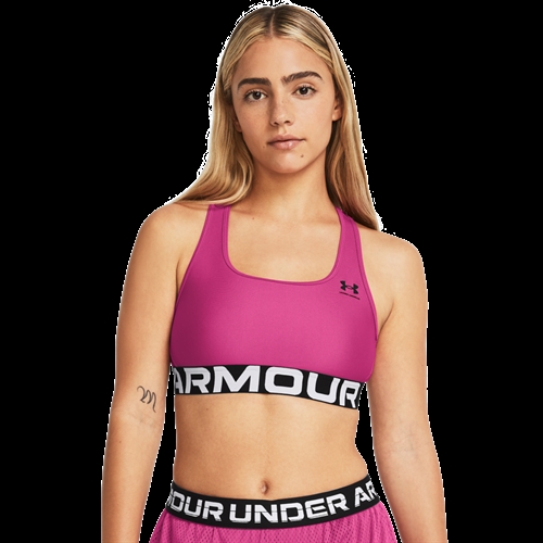 Women\'s HeatGear® Armour Mid Branded Sports Bra - Astro Pink